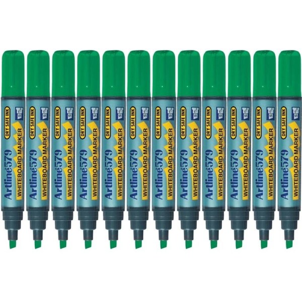 Artline 579 Whiteboard Marker 5mm Chisel Tip Green Box 12