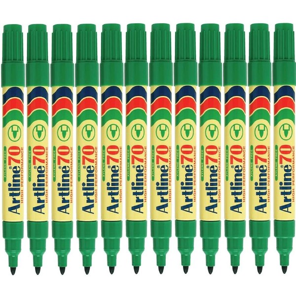 Artline 70 Permanent Marker 1.5mm Bullet Green Pack 12