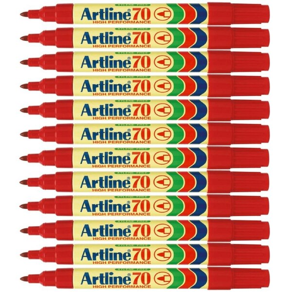 Artline 70 Permanent Marker 1.5mm Bullet Tip Red Box 12
