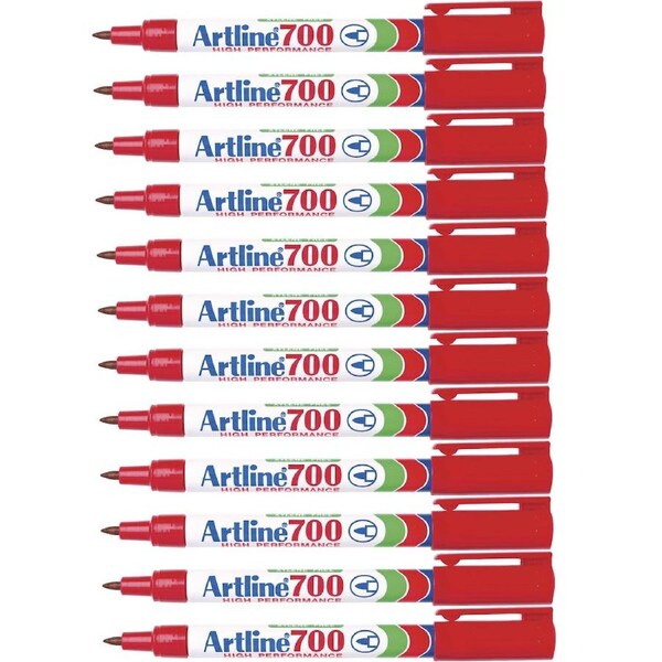 Artline 700 Permanent Marker 0.7mm Bullet Tip Red Box 12