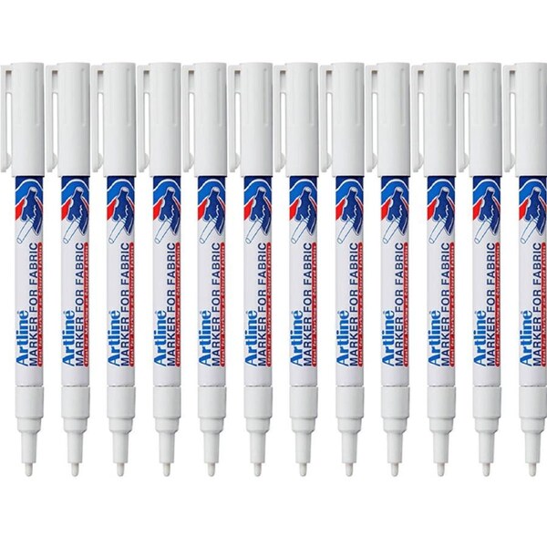 Artline 750 Laundry Fabric Marker 1.2mm Bullet White Pack 12