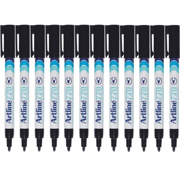 Artline 770 Freezer Bag Marker 1.0mm Bullet Black Box 12