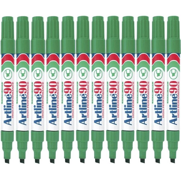 Artline 90 Permanent Marker Chisel Tip 2-5mm Green Box 12