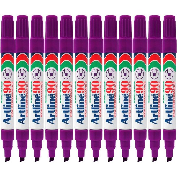 Artline 90 Permanent Marker Chisel Tip 2-5mm Purple Box 12