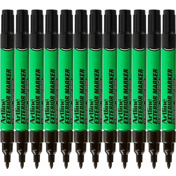 Artline Exterior Outdoor Permanent Marker UV Resistant Black Box 12