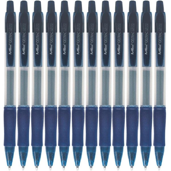 Artline Geltrac Retractable Gel Ink Pen Medium Blue Box 12