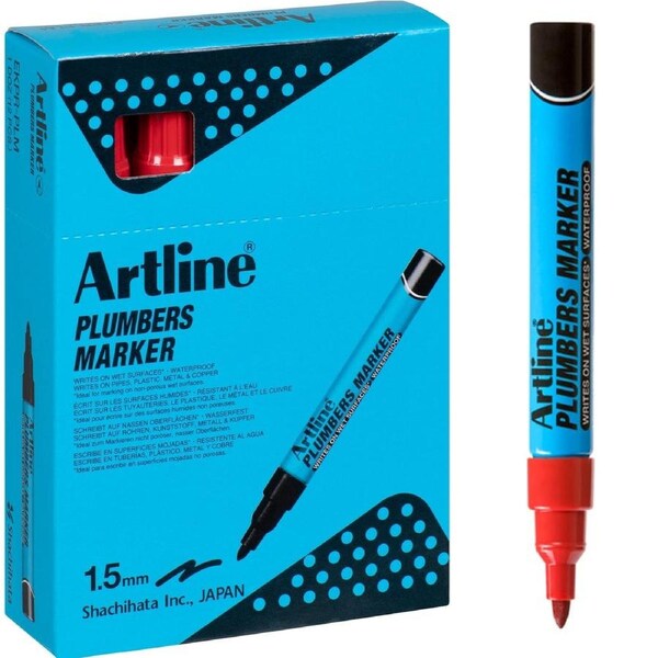 Artline Plumbers Permanent Marker Red Box 12