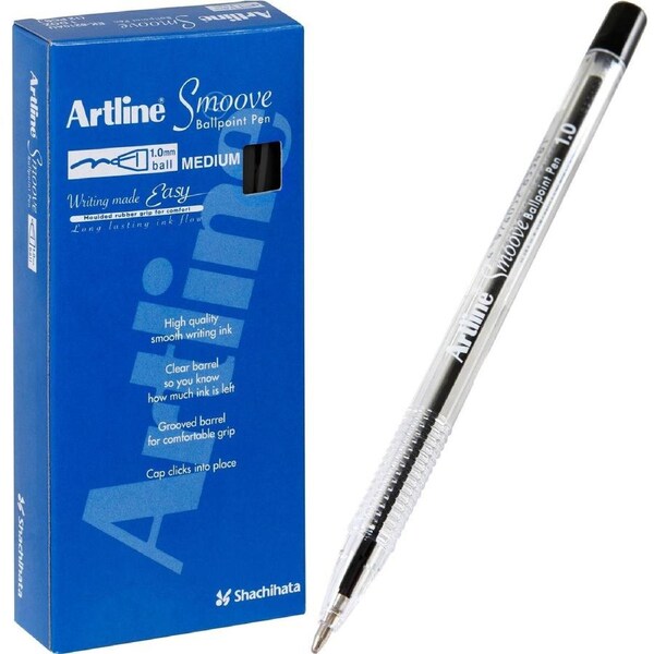 Artline Smoove Ballpoint Pen 1.0mm Black Box 12
