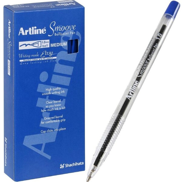 Artline Smoove Ballpoint Pen 1.0mm Blue Box 12