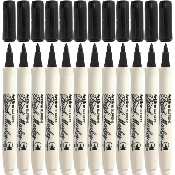 Artline Supreme Brush Marker Black Box 12