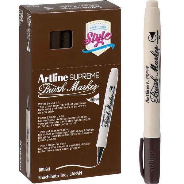 Artline Supreme Brush Marker Dark Brown Box 12