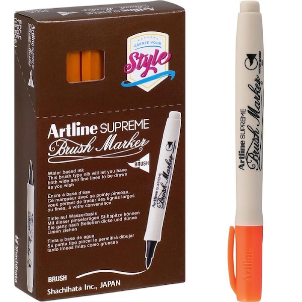 Artline Supreme Brush Marker Orange Box 12