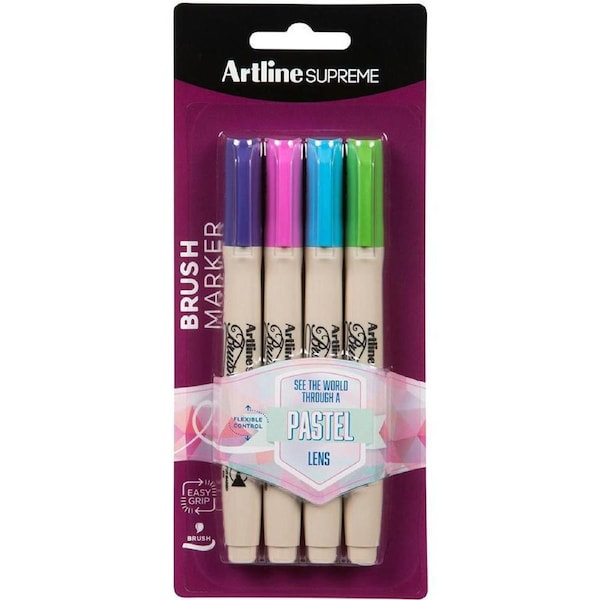 Artline Supreme Brush Marker Pastel Assorted Pack 4