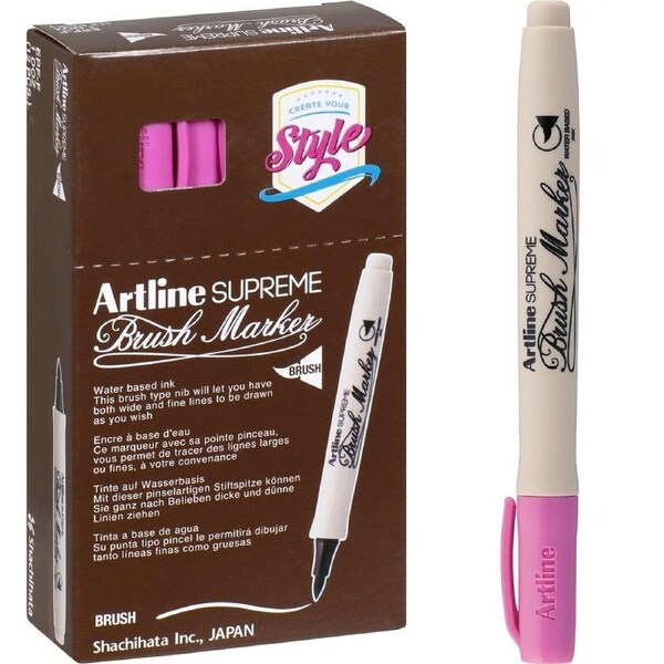 Artline Supreme Brush Marker Pink Box 12
