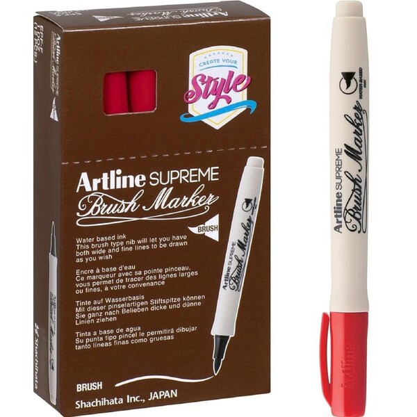 Artline Supreme Brush Marker Red Box 12