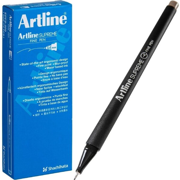 Artline Supreme Fineline Pen 0.4 Pastel Brown Box 12