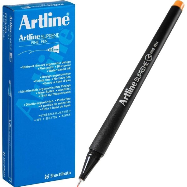 Artline Supreme Fineline Pen 0.4mm Pastel Orange Box 12