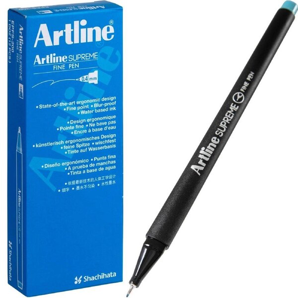Artline Supreme Fineline Pen 0.4mm Pastel Turquoise Box 12