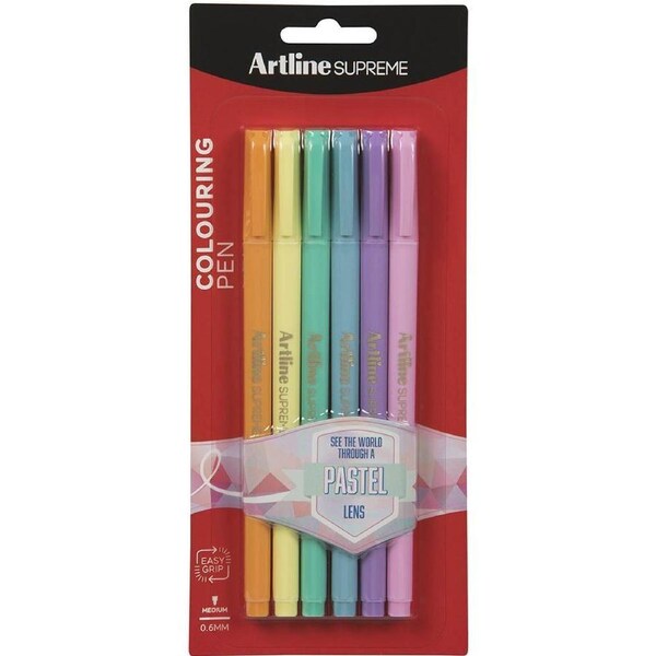 Artline Supreme Fineline Pen 0.6mm Pastel Pack 6