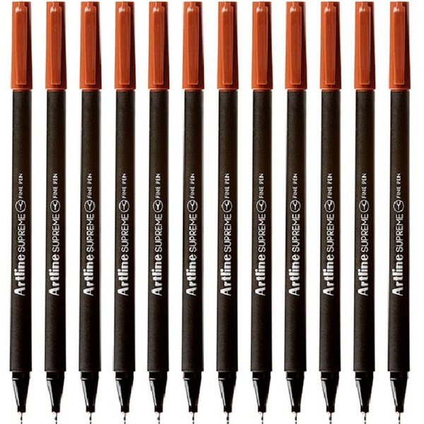 Artline Supreme Fineliner Pen 0.4mm Brown Box 12 Fineline