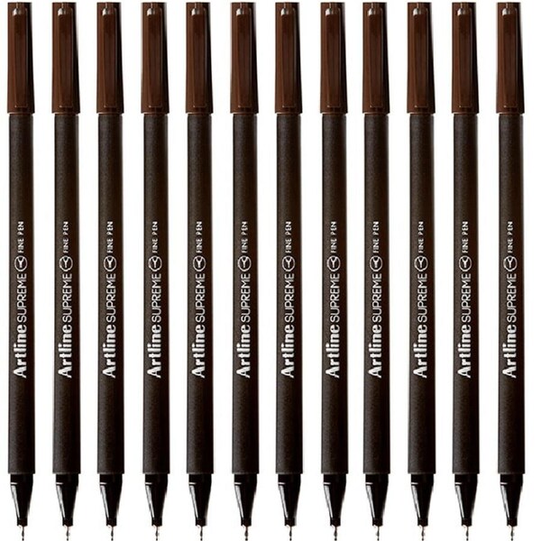 Artline Supreme Fineliner Pen 0.4mm Dark Brown Box 12 Fineline