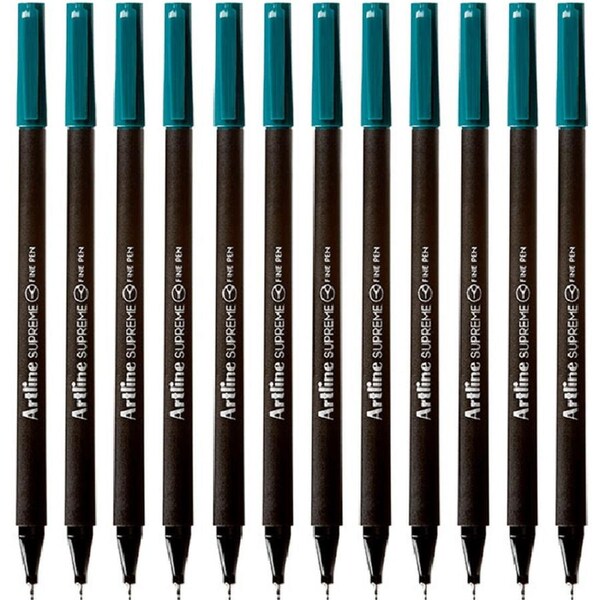 Artline Supreme Fineliner Pen 0.4mm Dark Green Box 12 Fineline