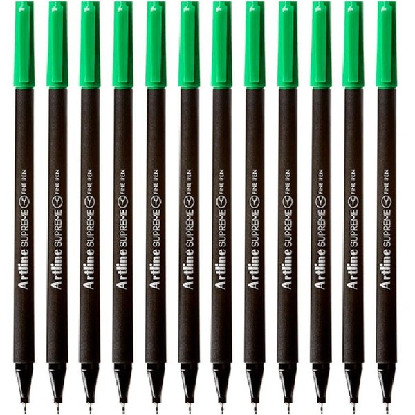 Artline Supreme Fineliner Pen 0.4mm Green Box 12 Fineline