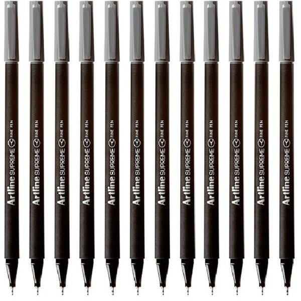 Artline Supreme Fineliner Pen 0.4mm Grey Box 12 Fineline