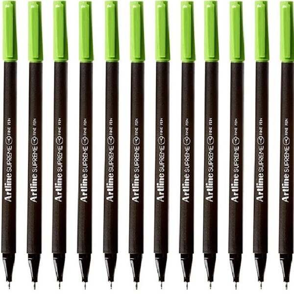 Artline Supreme Fineliner Pen 0.4mm Lime Green Box 12 Fineline