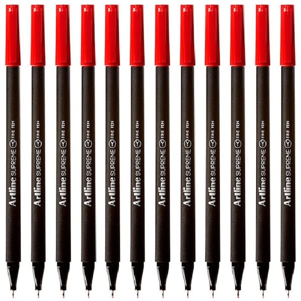 Artline Supreme Fineliner Pen 0.4mm Red Box 12 Fineline