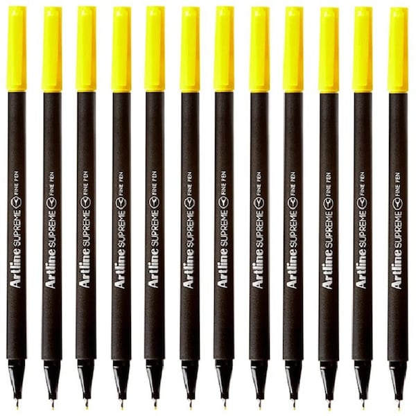 Artline Supreme Fineliner Pen 0.4mm Yellow Box 12 Fineline