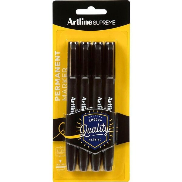 Artline Supreme Permanent Marker Black Pack 4