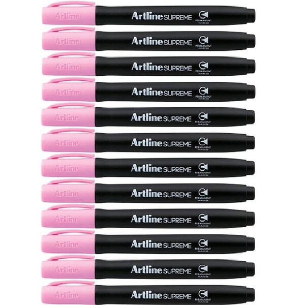 Artline Supreme Permanent Marker Bullet Tip Pastel Pink Box 12