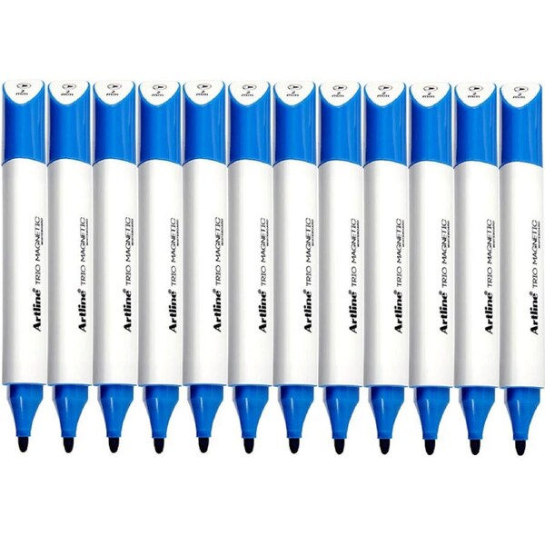 Artline Trio Magnetic Whiteboard Marker Bullet Point 2mm Blue Box 12 Bulk