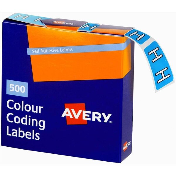 Avery 43208 Label Side Tab H Colour Code 25×38mm Blue Pack 500