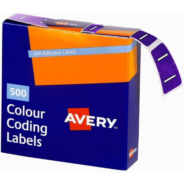 Avery 43209 Label Side Tab I Colour Code 25×38mm Purple Pack 500