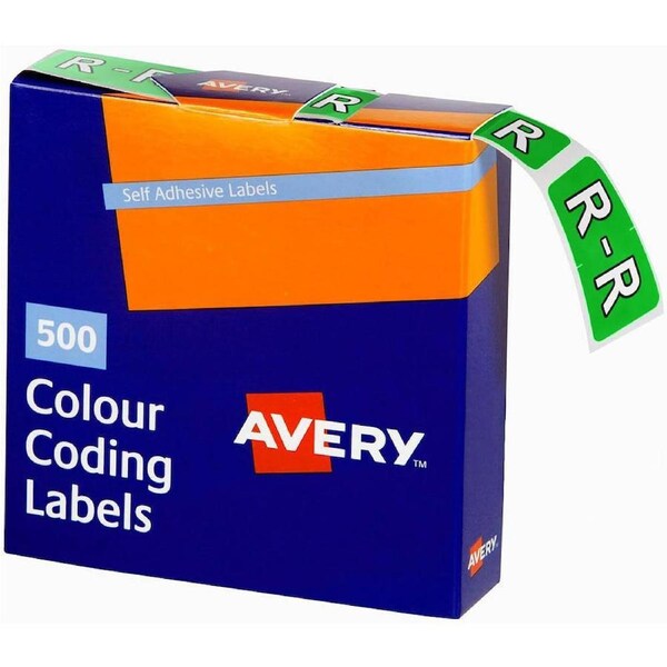 Avery 43218 Label Side Tab R Colour Code 25×38mm Light Green Pack 500