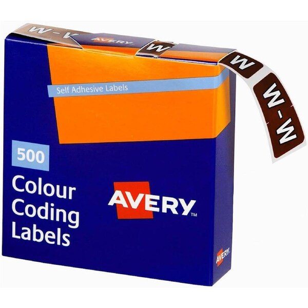 Avery 43223 Label Side Tab W Colour Code 25×38mm Brown Pack 500