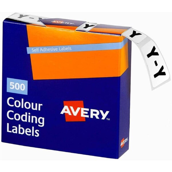 Avery 43225 Label Side Tab Y Colour Code 25×38mm White Pack 500