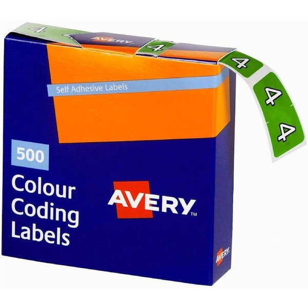 Avery 43244 Label Side Tab Year Code 4 25×38mm Light Green Pack 500