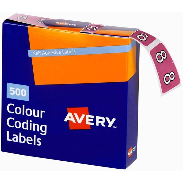 Avery 43248 Label Side Tab Year Code 8 25×38mm Mauve Pack 500