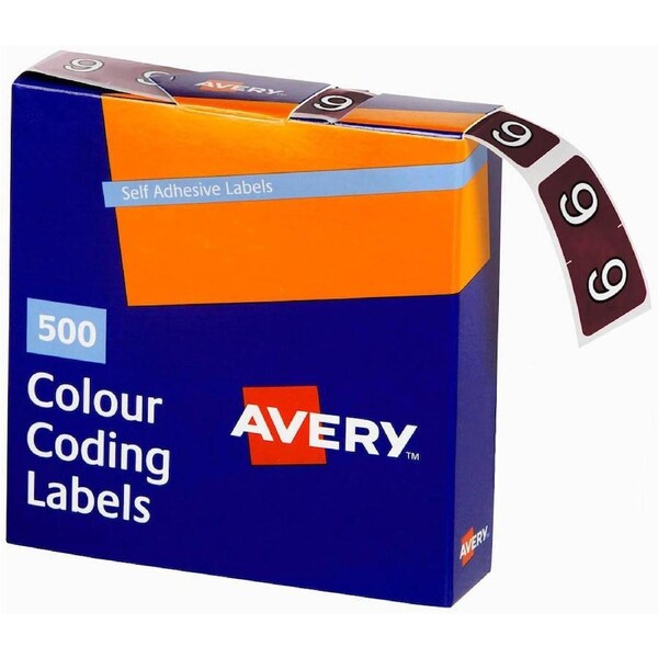 Avery 43249 Label Side Tab Year Code 9 25×38mm Brown Pack 500