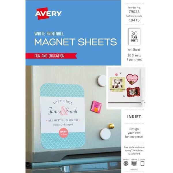 Avery 79023 C9415 Inspired Fridge Magnet A4 Pack 30