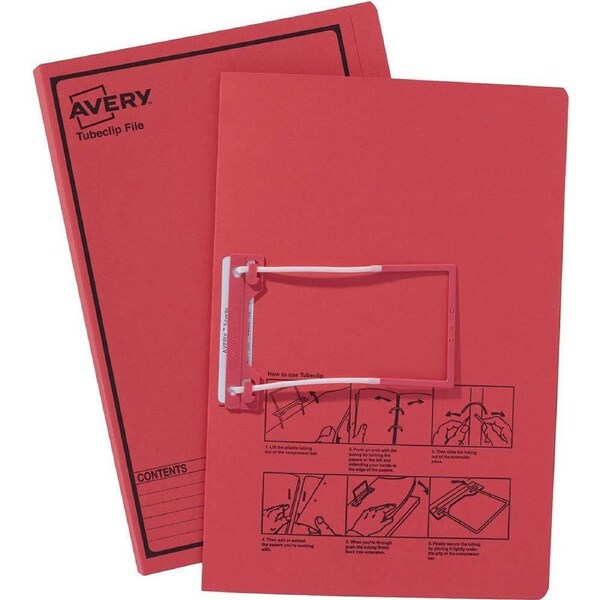 Avery 84412 Tubeclip File Foolscap Red Pack 20