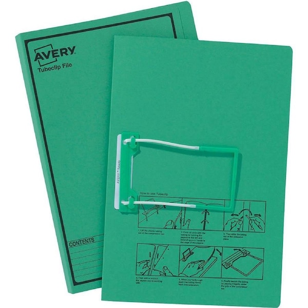 Avery 84432 Tubeclip File Foolscap Green Pack 20