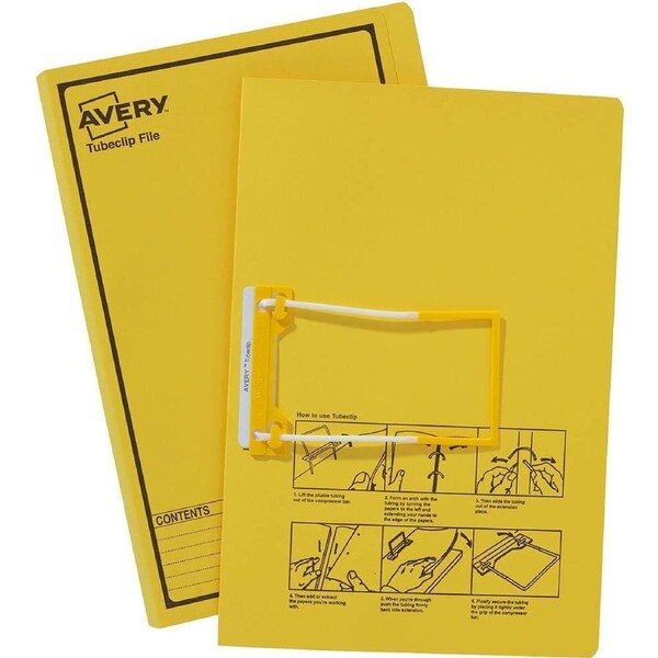 Avery 84442 Tubeclip File Foolscap Yellow Pack 20