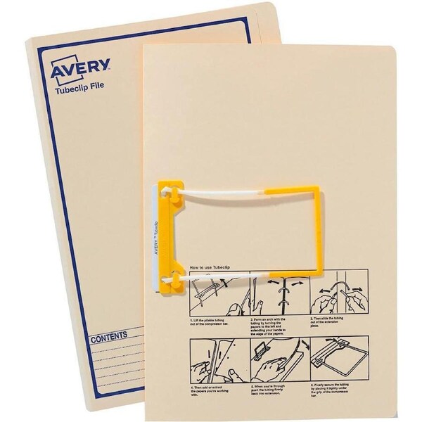 Avery 84525 Tubeclip File Foolscap Buff With Blue Print