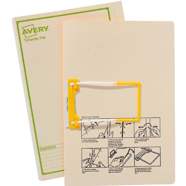 Avery 84535 Tubeclip File Foolscap Buff With Green Print