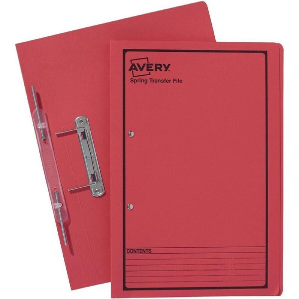 Avery 86814 Spring Transfer File Foolscap Red Box 25