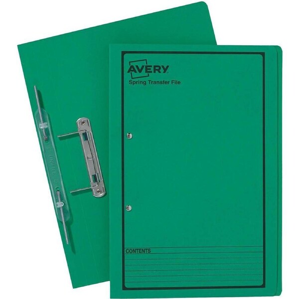 Avery 86834 Spring Transfer File Foolscap Green Box 25